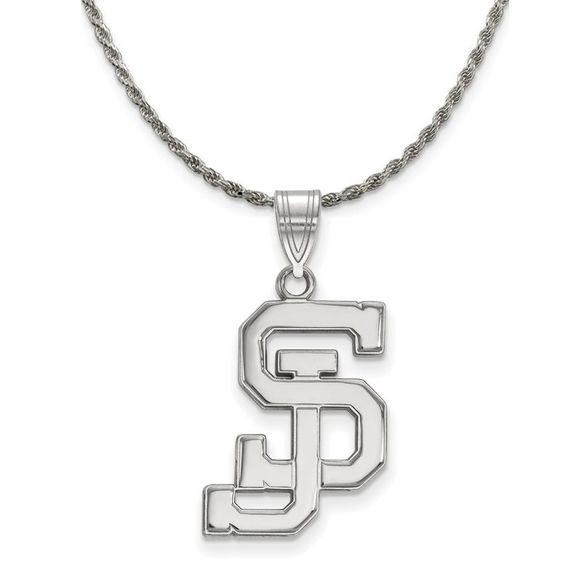 Sterling Silver San Jose State Large Pendant Necklace - 22 Inch - Picture 1 of 7